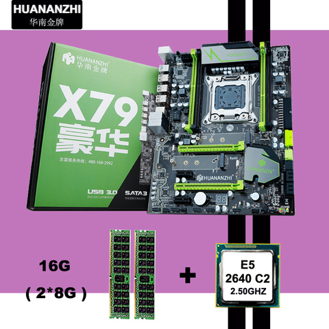 HUANANZHI X79 Super Motherboard with HI-SPEED M.2 SSD Slot Good CPU Intel Xeon E5 2640 2.5GHz Big Brand RAM 16G(2*8G) REG ECC ► Photo 1/6