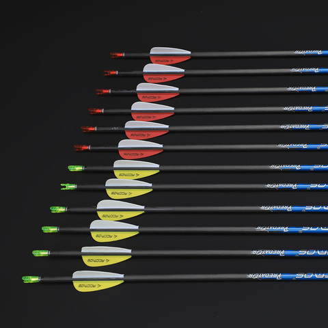 12pcs Pure Carbon Arrow Spine 300 350 400 500 600 700 800 900 1000 Pure Carbon Arrow Shaft ID 4.2mm Arrow  with yellow and White ► Photo 1/6
