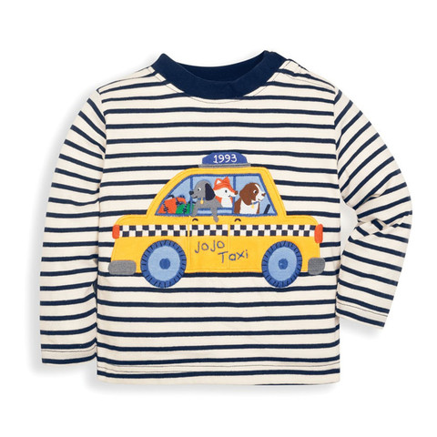 Jumping meters Autumn Spring Boys T shirts Applique Cotton Long Sleeve Baby Girls Clothing New Stripe Tops For Children Boy Tee ► Photo 1/6