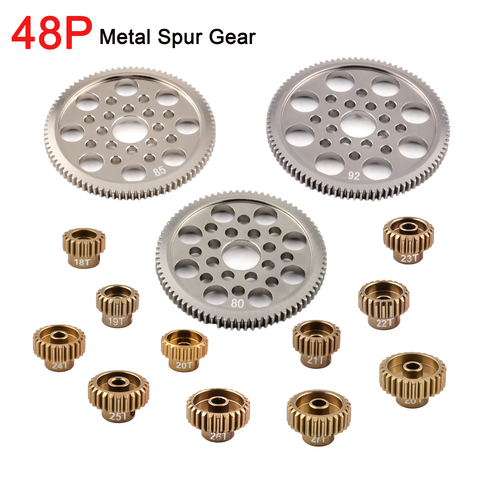 Metal 48P Spur Gear 92T 85T 80T Pinion 18T 19T 20T 21T 22T 23T 24T 25T 26T Motor Gears For Sakura R31 G31 SCX10 AX10 Traxxas HPI ► Photo 1/6