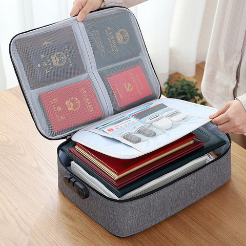 Security Lock Multifunction Storage Bag Certificate Document Bags Large Capacity Passport Card Real Estate License Organizer ► Photo 1/6