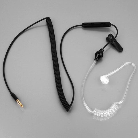 Single Headset In Ear Anti Radiation Stereo Earphone Spiral Wire Earbud With Mic  ► Photo 1/5