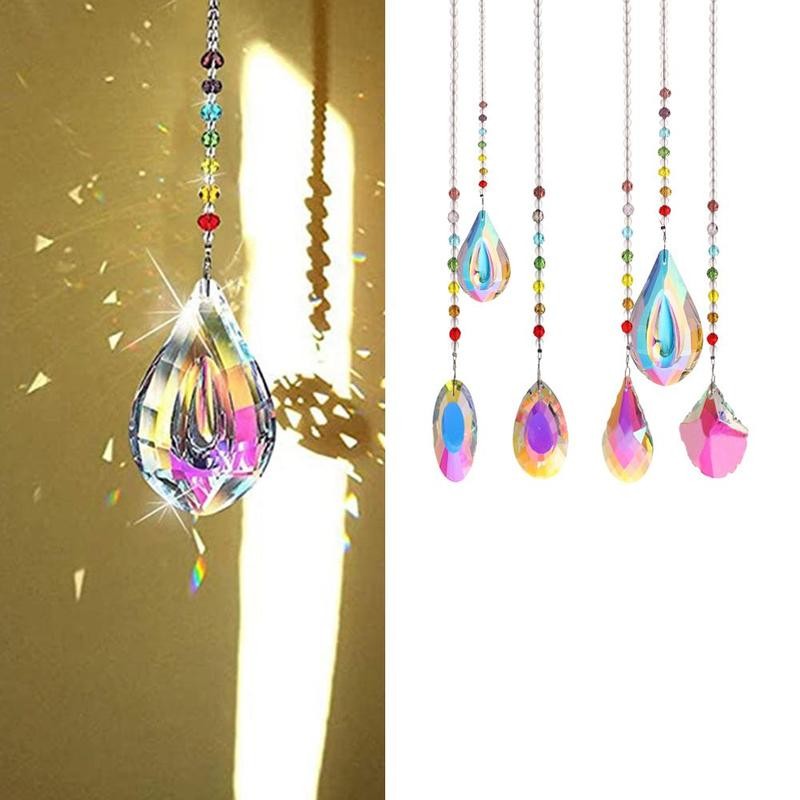 Rainbow Crystal Suncatcher Chandelier Lamp Prism Hanging Pendant Home Decor 76mm 