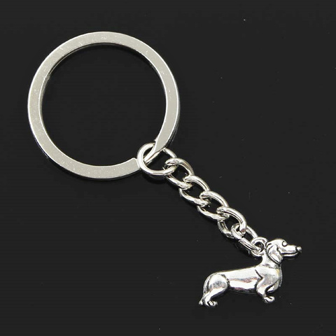 New Fashion Men 30mm Keychain DIY Metal Holder Chain Vintage Dog Dachshund 20x15mm Silver Color Pendant Gift ► Photo 1/6