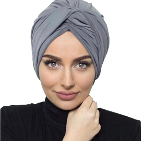 2022 Fashion women soft suede turban caps soild color female headscarf bonnet muslim hijab caps islamic under scarf india hat ► Photo 1/6
