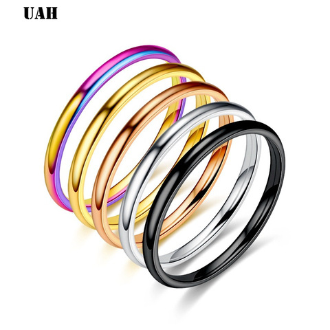 UAH High Quality Titanium Stainless Steel Rings Black For Men Gold Silver Blue Multi Color Smart US Size 5-12 ► Photo 1/6