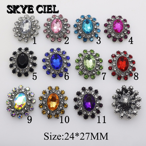 10Pcs 24*27mm oval Alloy Diy jewelry Accessories Flat Back Rhinestone Acrylic Wedding Decoration Metal Brooch Handmade Jewelry ► Photo 1/4