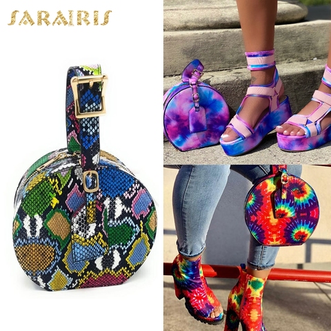 SARAIRIS 2022 INS Hot Snake Multi Colors Unique Round Circular Handbags Female Ladies All Match Brand Bags Women ► Photo 1/6