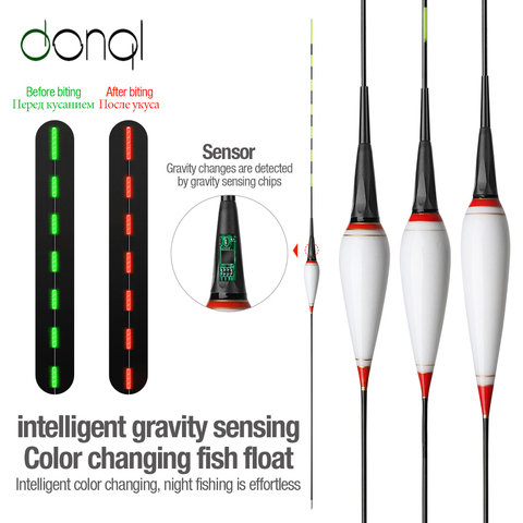 DONQL Nano Smart Led Fishing Float Gravity Sensor Fish Bite Remind Buoy Glowing Electric Night Fishing Float With Batteries ► Photo 1/6
