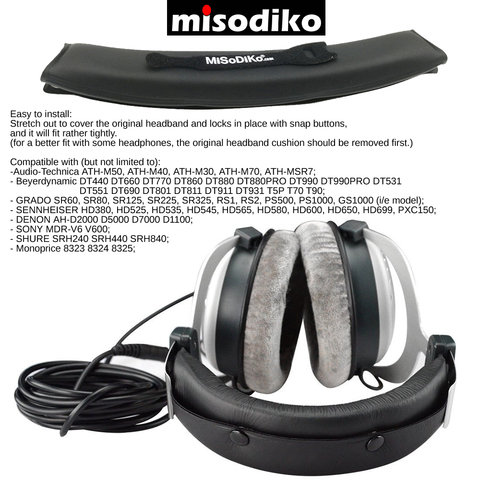 misodiko Replacement Headbands Pads for Beyerdynamic DT 770 880 990 PRO/  Sennheiser HD/ ATH-M50/ Grado SR/ SONY MDR-V6/ SHURE ► Photo 1/5