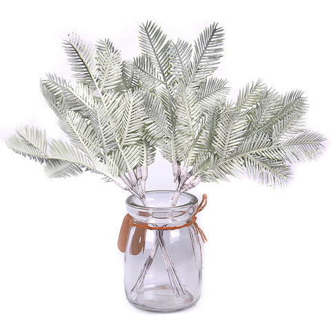 6Pcs/lot Artificial Plants Pine Leaf Fake Flowers for Wedding Party Home Xmas Decoration DIY Handmade Wreath Gift Scrapbooking ► Photo 1/6