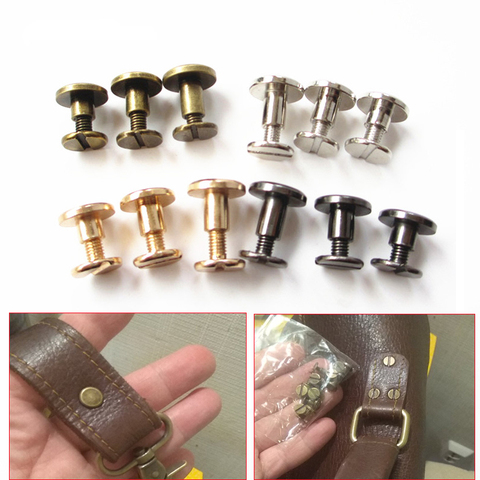 HOT 20 Pcs 5mm/6.5mm/8mm Luggage Leather Metal Craft Solid Screw Nail Rivet Double Curved Head Belt/Strap Rivets Book Screws ► Photo 1/6