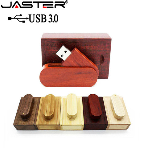 JASTER USB 3.0 LOGO customized Wooden USB+box USB Flash Drive pendrive 8GB 16G 32GB 64GB Memory stick photography wedding gift ► Photo 1/6