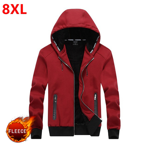 New winter hooded men with  thickening cashmere warm hoodie fleece big Size 8XL men's oversized Plus velvet thickening  7XL 6XL ► Photo 1/6