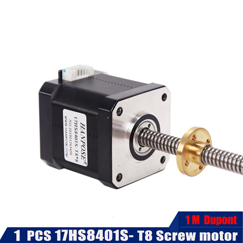 Screw L100-500mm 17HS8401S-T8 nema17 stepper motor 1.8A 48mm T-type screw stepping motor lead  for Various instrument accessorie ► Photo 1/6