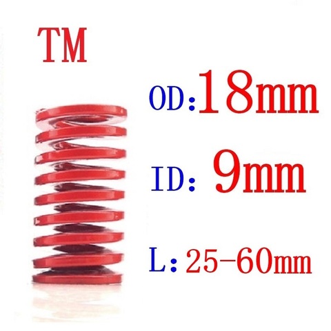1Pcs  Red Medium Load Spiral Stamping Compression Mould Die Spring OD = 18mm , Inner diameter = 9mm Length H = 20-60mm ► Photo 1/3