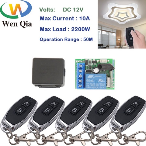 Wenqia 433MHz Universal Remote Control DC 12V 10A 1CH Transmitter for Electric curtain and garage door Control Switch ► Photo 1/6
