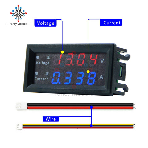 DC 100V/10A 200V/10A Voltmeter Ammeter Blue+Red LED Amp Dual Digital Volt Meter Gauge Five Wire Digital Voltmeter Ammeter ► Photo 1/6