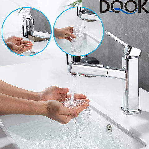 DQOK bathroom basin faucets basin mixer sink faucet Pull Out bathroom water mixer Chrome brass Modern Washbasin faucets Black ► Photo 1/6