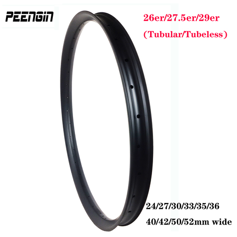 Full size mtb carbon rim 26er/27.5 inch/29 plus bicycle tubular/clincher tubeless mountain bike wheel 24~52Wide 23~34 deep XC/DH ► Photo 1/6