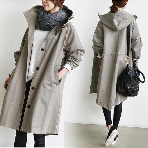 Long Coat Female Autumn Women's Trench Coat Long Sleeve Top Solid Pocket Casual Trench Women Clothing Loose England Style Jacke ► Photo 1/6