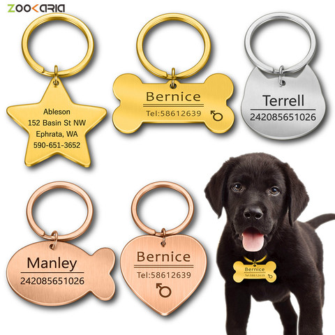 Personalized Cat Dog Pet ID Tag Keychain Engraved Pet ID Name for Cat Puppy Dog Collar Tag Pendant Keyring Bone Pet Accessories ► Photo 1/6