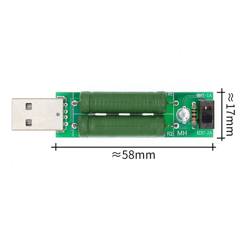 USB Port Mini Discharge Load Resistor Digital Current Voltage Meter Tester 2A/1A With Switch 1A Green Led / 2A Red Led ► Photo 1/6