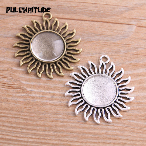  4pcs 16mm Inner Size Two Color Metal Alloy Hollow Round Cabochon Pendant Setting Jewelry Findings ► Photo 1/6