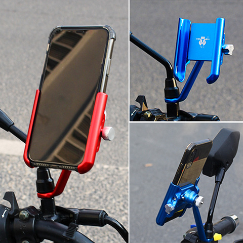 YPAY Aluminum Bicycle motorcycle Phone Holder rearview bracket adjust Motorcycle phone stand bike handlebar phone support Mount ► Photo 1/6