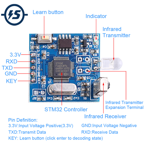 General Infrared Decoding Module UART Controller IR Remote Copyer Support Air Conditioning ► Photo 1/6