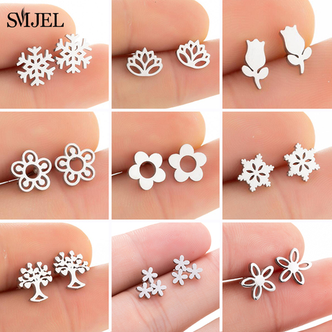 Fashion Cute Snowflake Stud Earrings for Women Kids TIny Daisy Rose Flower Earings Vintage Jewelry Korea Vanlentine's Day Gift ► Photo 1/6