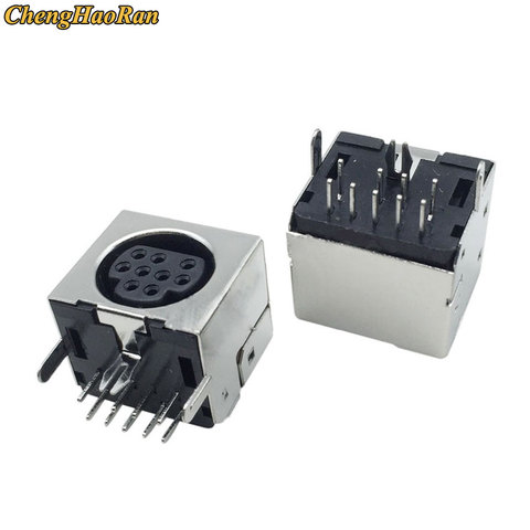 2Pcs/Lot LCD TV S-video 9 Pin Mini Din Socket Connector shield Right Angle through hole Mini Circular DIN Receptacle Socket ► Photo 1/2