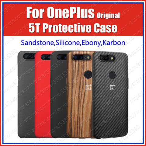 100% Original Pack Oneplus 5T Case Original Sandstone Silicone Karbon 1+5T Back Cover ► Photo 1/6