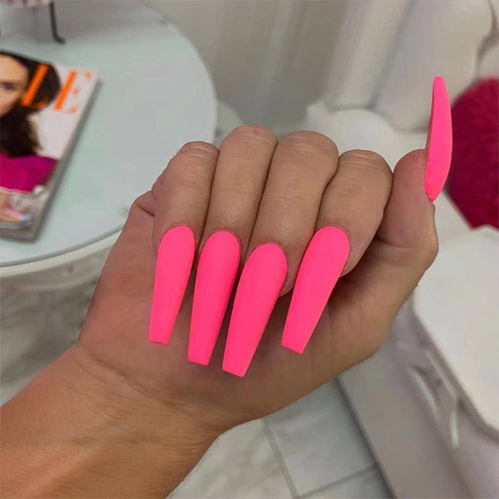 24pcs Detachable False Nails Ballerina Wearable Long Solid Color Fake Nails  Full Cover Coffin Nail Tips Press On Nails - Price history & Review |  AliExpress Seller - Unique World Store 