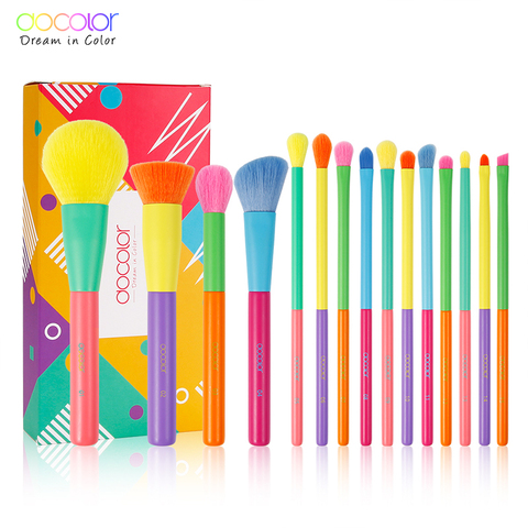 Docolor 15pcs Makeup Brushes Professional Powder Foundation Eyeshadow Make up Brush set Synthetic hair Colourful Makeup Brushes ► Photo 1/6