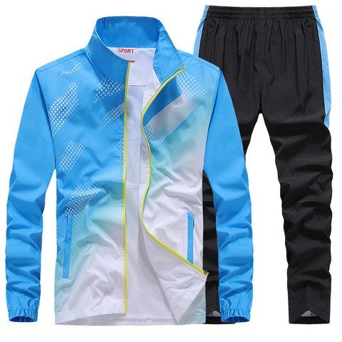 Men's Sportswear New Spring Autumn 2 Piece Sets Man Sports Suit Jacket+Pant Sweatsuit Male Fashion Print Tracksuit Size L-5XL ► Photo 1/5