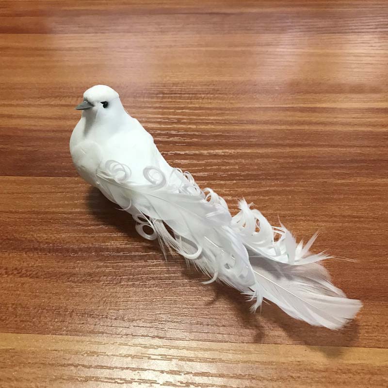 2pcs Decorative Fake Doves White Artificial Foam Feather Wedding Ornament Home 