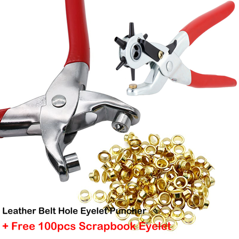 Eyelet Hole Puncher Leather Belt Hole Punch Plier Revolve Sewing Machine Bag Setter Tool Watchband Strap Household leathercraft ► Photo 1/6