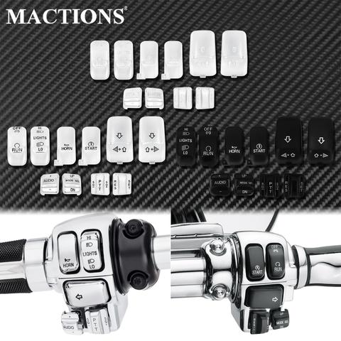10 pcs Motorcycle Black Chrome Hand Control Switch Housing Buttons Caps For Harley Touring FLHX FLTRX Street Electra Glide 96-Up ► Photo 1/6