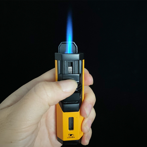 Cigar Lighter  Jet Flame Portable Butane Torch Lighter with punch Mini Metal Windproof Cigarette lighter for Gift ► Photo 1/6