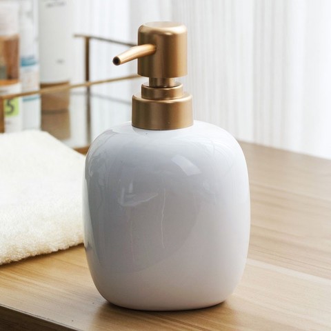 Nordic ceramic hand sanitizer bottle soap dispenser home hotel press empty bottle shampoo water bottle golden press head WJ903 ► Photo 1/5