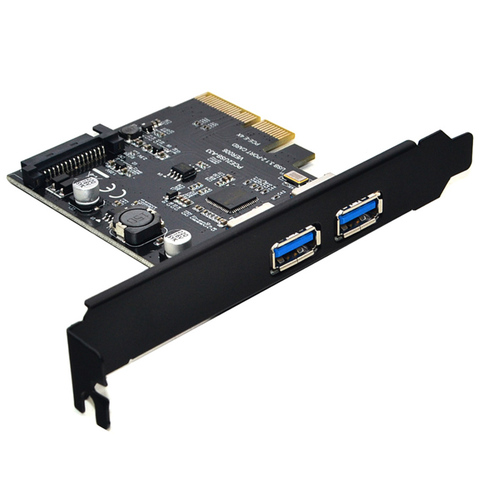 Add On Cards SuperSpeed 10Gbps USB 3.1 2 Port PCI-E Express Card 15pin SATA Power Connector PCIE Adapter ASM3142 Chipset USB HUB ► Photo 1/6