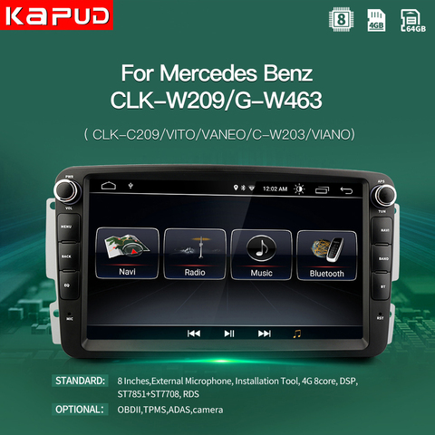 Kapud Android 10 Radio Stereo Car Multimedia Player For Mercedes Benz W203 Vito W639 W168 VaneoCLK W209 W210M/Ml Navigation DSP ► Photo 1/6