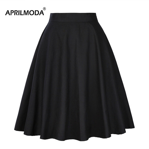 2022 Midi Short Skater Skirts 50s 60s Womens faldas Plus Size Black Pink Green Red Summer Casual Big Swing Skirt Tutu jupe femme ► Photo 1/6