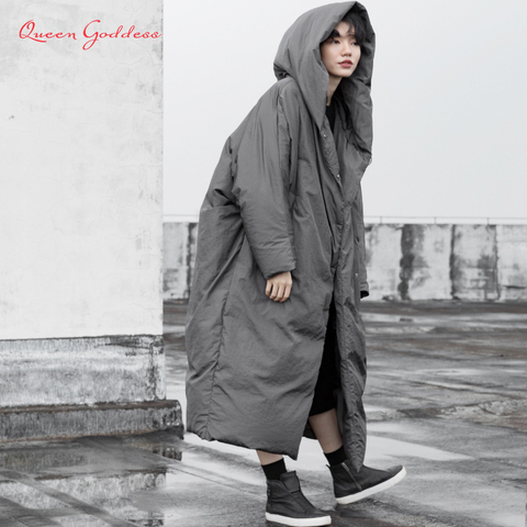 Women's winter long down jacket warm overcoat female clothing plus size duck down 90 parkas with hood casual outerwear ► Photo 1/5