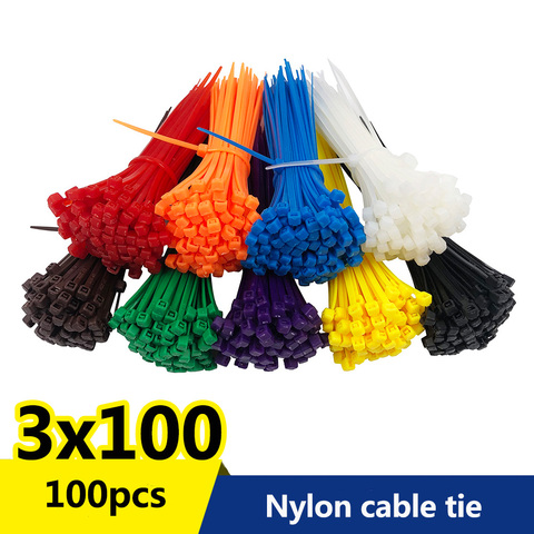 100pcs/bag 8 Color 2.5mmx100mm 2.5mm*100mm Self-Locking Nylon Wire Cable Zip Ties Cable Ties White Black Organiser Fasten Cable ► Photo 1/6