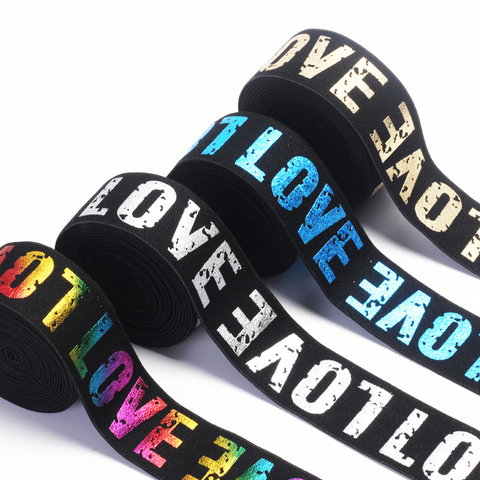 2/3/4cm Elastic Band Printing LOVE Rubber Webbing Classic Pattern Letter Love Elastic Belt for Clothing Trousers Sewing Supplies ► Photo 1/6