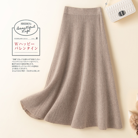 100% pure wool skirt female autumn and winter fashion bag hip pure color knitted cashmere skirtFRSEUCAG brand wholesale ► Photo 1/5