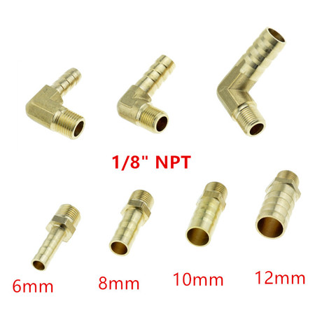 Straight Or Elbow Brass Hose Pipe Fitting 6mm 8mm 10mm 12mm Barb Splicer 1/8