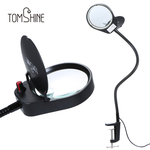 2022 Magnifying Glass with 38 LED Light Third Hand Soldering Tool Desk Clamp USB 3X/10X Magnifier Welding/Reading 6W Table Lamp ► Photo 1/6